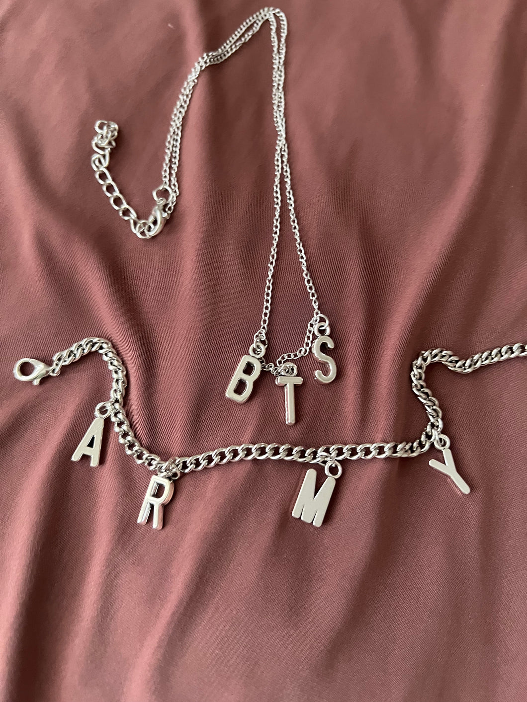 ARMY bracelet and BTS necklace