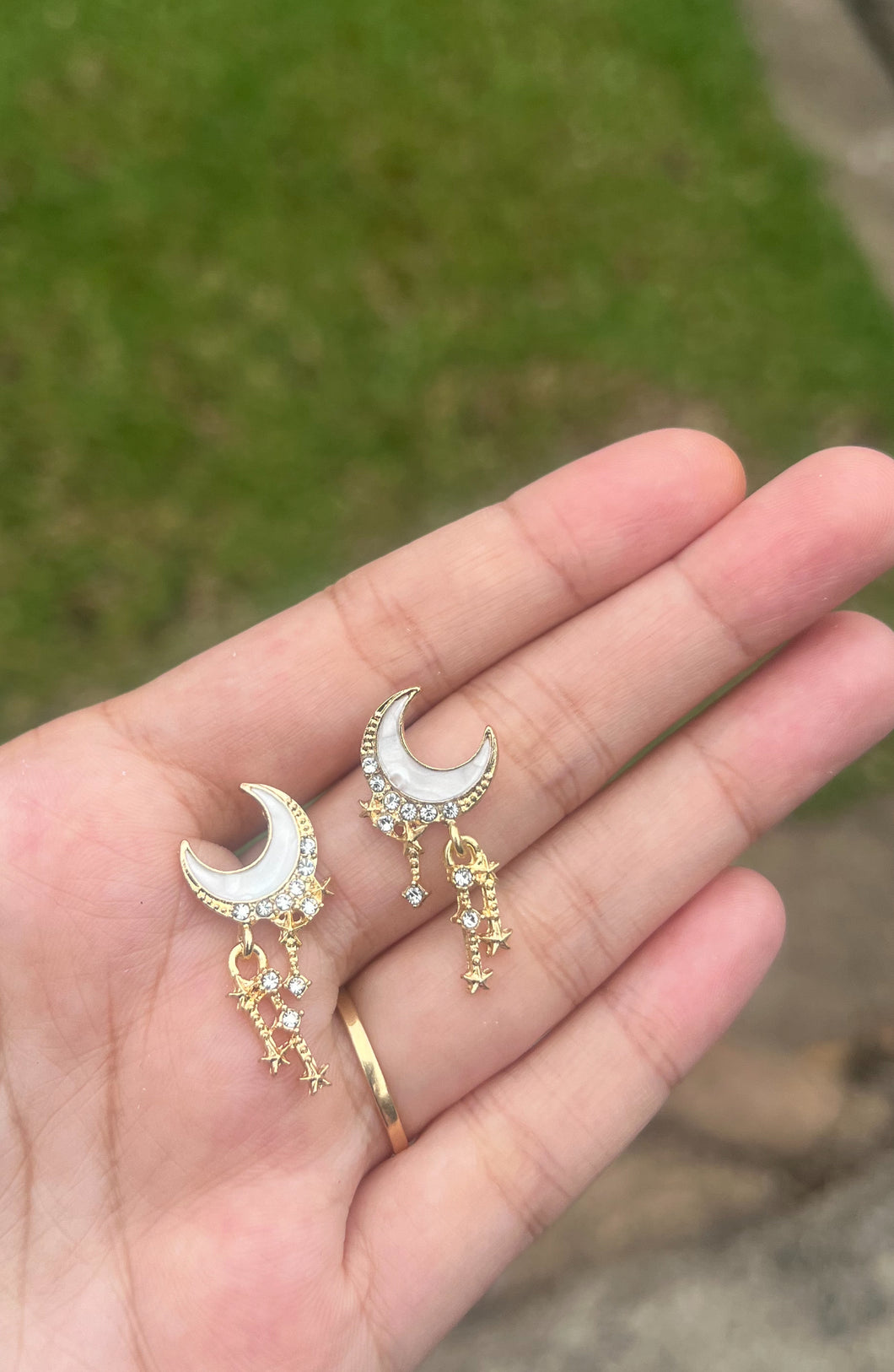 Moon and stars drop earrings