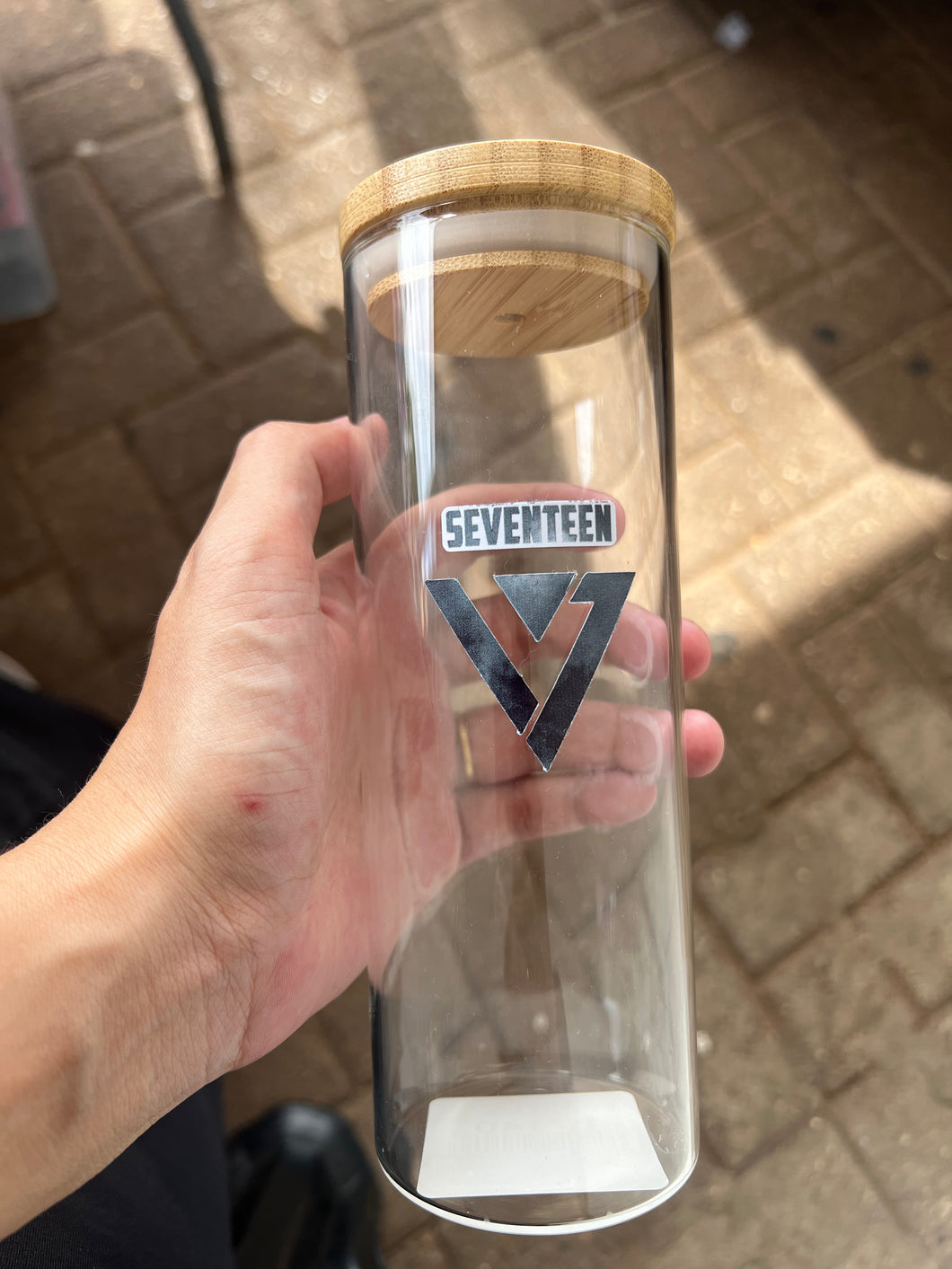 450ml glass drinking bottle with bamboo lid