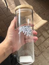 Load image into Gallery viewer, 450ml glass drinking bottle with bamboo lid
