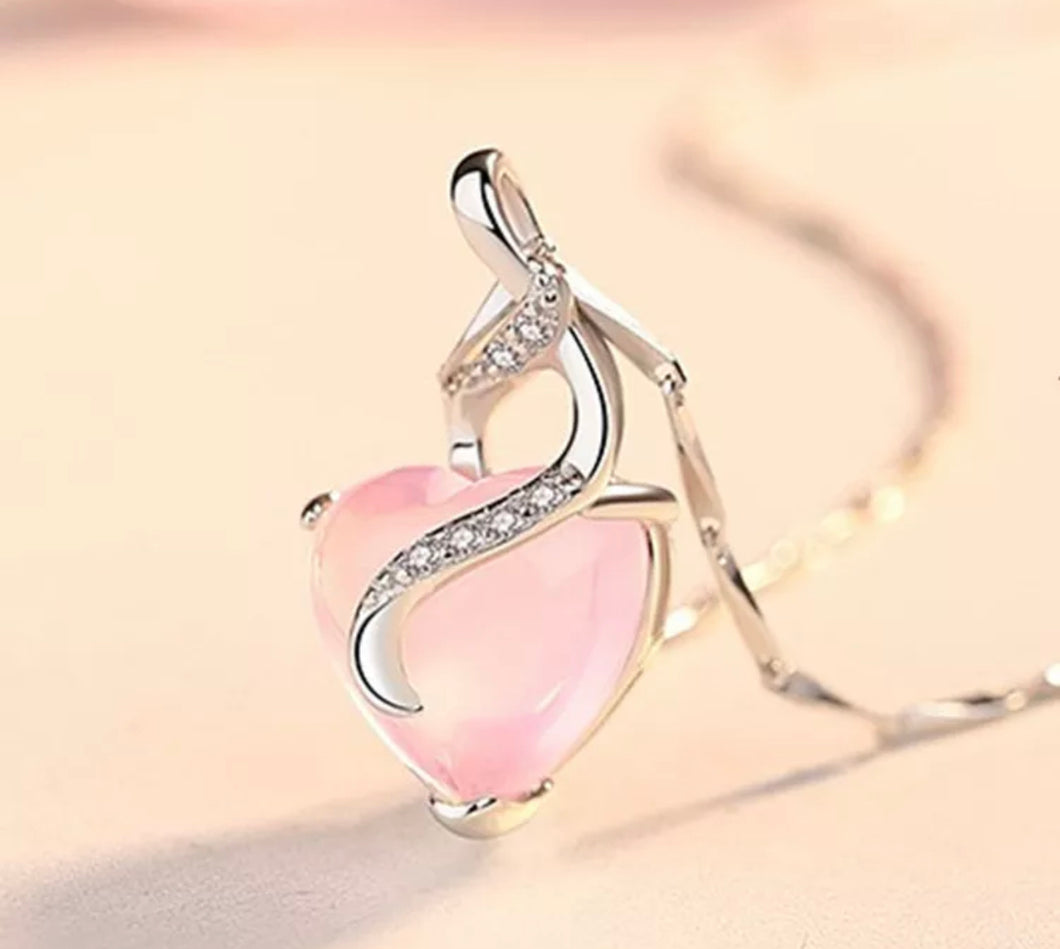 Rose quartz sterling silver necklace